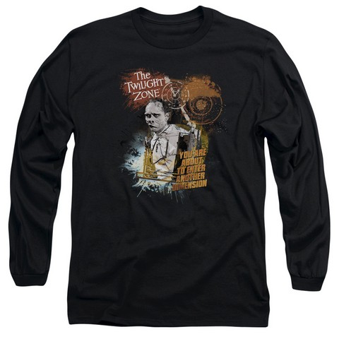 Twilight Zone-Enter At Own Risk - Long Sleeve Adult 18-1 Tee - Black- Small