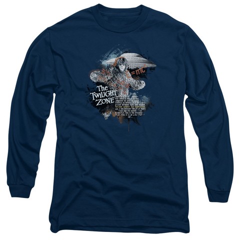 Twilight Zone-Science&Superstition - Long Sleeve Adult 18-1 Tee - Navy- Extra Large