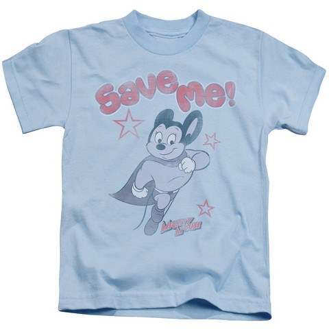 Mighty Mouse-Save Me - Short Sleeve Juvenile 18-1 Tee - Light Blue- Small 4