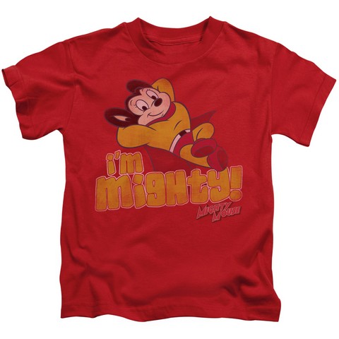 Mighty Mouse-I Am Mighty - Short Sleeve Juvenile 18-1 Tee - Red, Medium 5-6