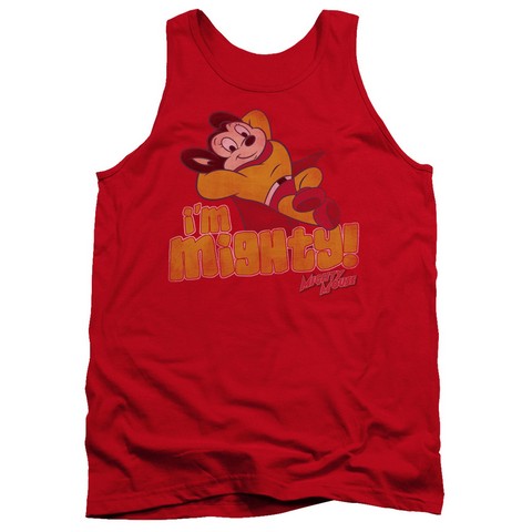 Mighty Mouse-I Am Mighty - Adult Tank Top - Red- Extra Large