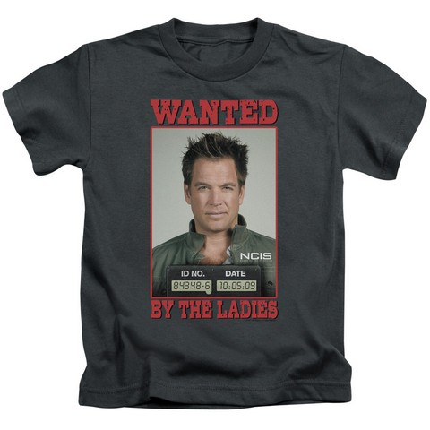 Ncis-Wanted - Short Sleeve Juvenile 18-1 Tee - Charcoal- Medium 5-6
