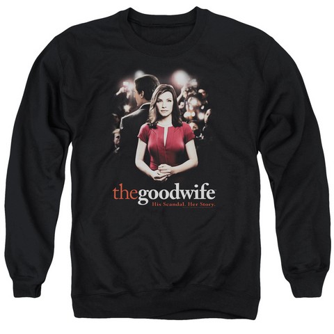 The Good Wife-Bad Press - Adult Crew Sweat Tee - Black- Medium