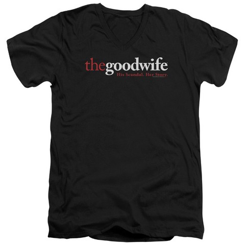 The Good Wife-Logo - Short Sleeve Adult 30-1 V-Neck Tee - Black- Extra Large