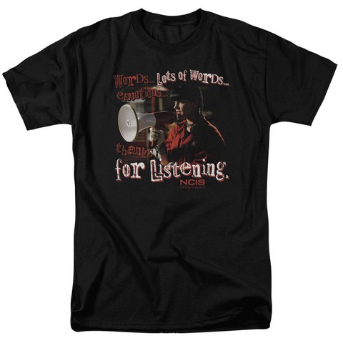 NCIS-Thanks For Listening - Short Sleeve Adult 18-1 Tee - Black- Medium