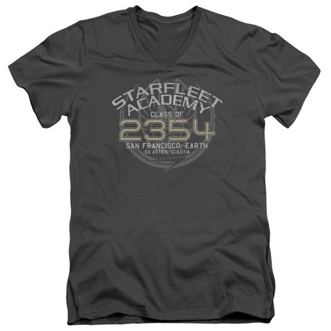 Star Trek-Sisko Graduation - Short Sleeve Adult 30-1 V-Neck Tee - Charcoal- Large