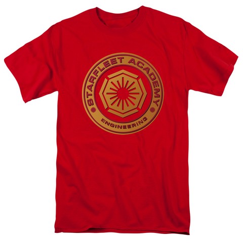 Star Trek-Engineering - Short Sleeve Adult 18-1 Tee - Red- Medium