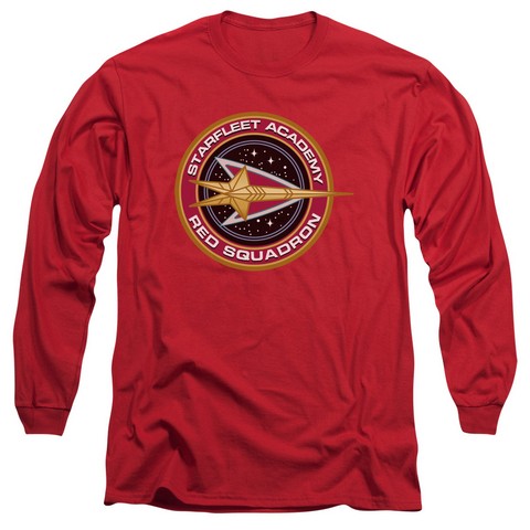 Star Trek-Red Squadron - Long Sleeve Adult 18-1 Tee - Red- Medium