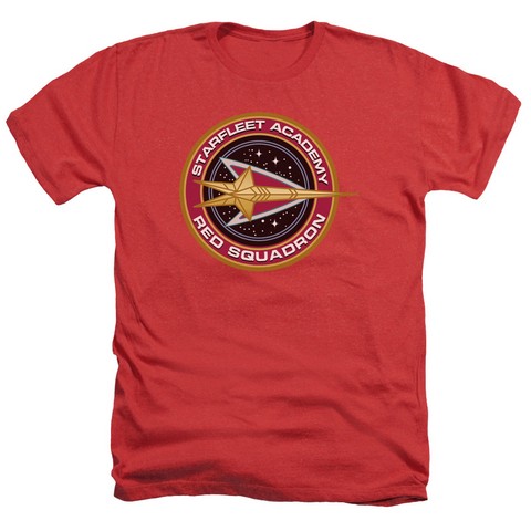 Star Trek-Red Squadron - Adult Heather Tee - Red- Extra Large