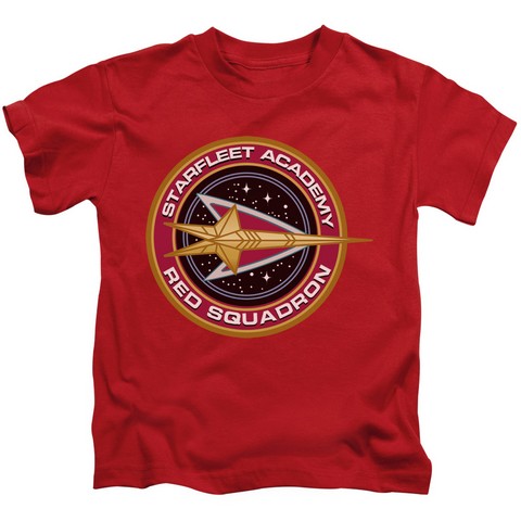 Star Trek-Red Squadron - Short Sleeve Juvenile 18-1 Tee - Red- Medium 5-6