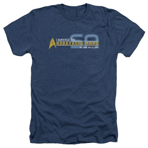 Star Trek-I Survived - Adult Heather Tee - Navy- Large