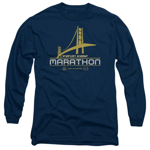 Star Trek-Marathon Logo - Long Sleeve Adult 18-1 Tee - Navy- Medium