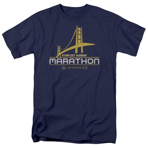 Star Trek-Marathon Logo - Short Sleeve Adult 18-1 Tee - Navy- Medium