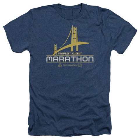 Star Trek-Marathon Logo - Adult Heather Tee - Navy- Small