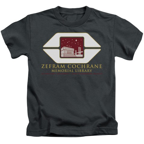 Star Trek-Cochrane Library - Short Sleeve Juvenile 18-1 Tee - Charcoal- Small 4