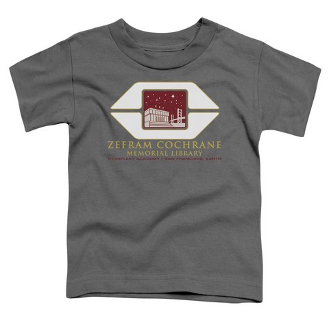 Star Trek-Cochrane Library - Short Sleeve Toddler Tee - Charcoal- Small 2T