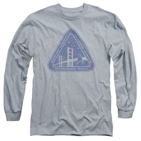Star Trek-Distressed Logo - Long Sleeve Adult 18-1 Tee - Heather- Medium