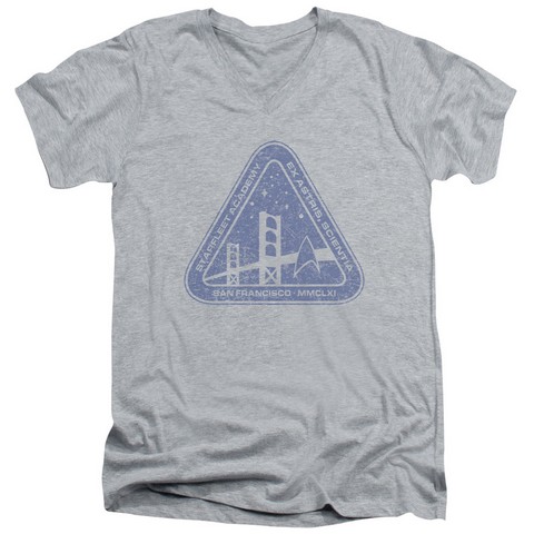 Star Trek-Distressed Logo - Short Sleeve Adult 30-1 V-Neck Tee - Heather- Extra Large