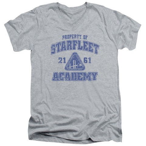 Star Trek-Old School - Short Sleeve Adult 30-1 V-Neck Tee - Heather- Extra Large