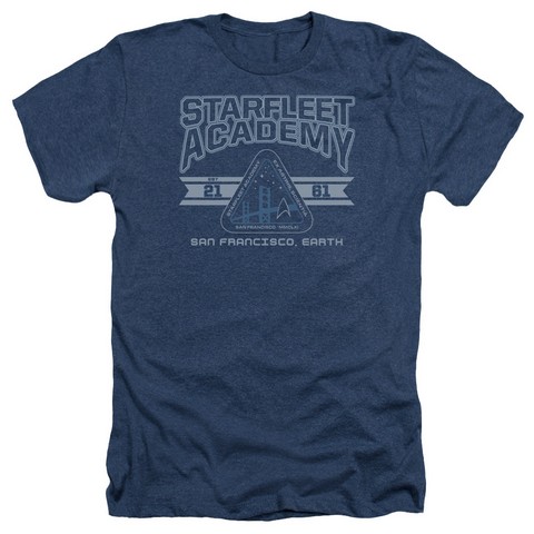 Star Trek-Starfleet Academy Earth - Adult Heather Tee - Navy- Small