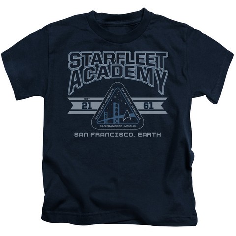 Star Trek-Starfleet Academy Earth - Short Sleeve Juvenile 18-1 Tee - Navy- Medium 5-6