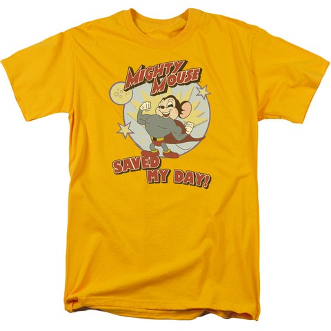 Mighty Mouse-Vintage Day - Short Sleeve Adult 18-1 Tee - Gold- Medium