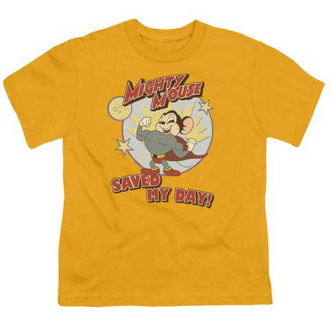 Mighty Mouse-Vintage Day - Short Sleeve Youth 18-1 Tee - Gold- Extra Large