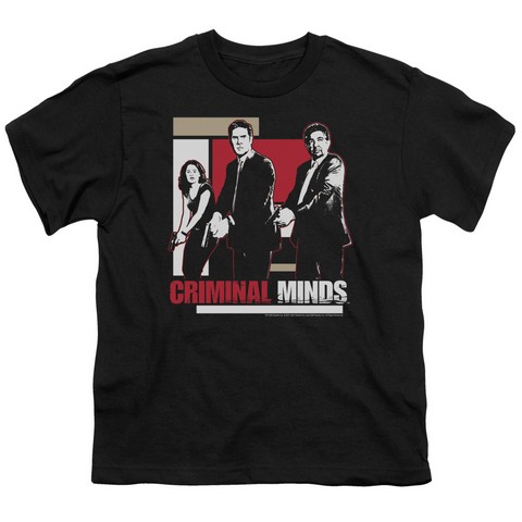Criminal Minds-Guns Drawn - Short Sleeve Youth 18-1 Tee - Black- Medium