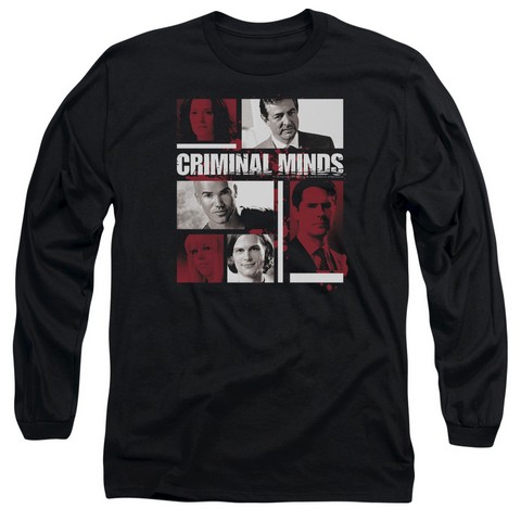 Criminal Minds-Character Boxes - Long Sleeve Adult 18-1 Tee - Black- 2X