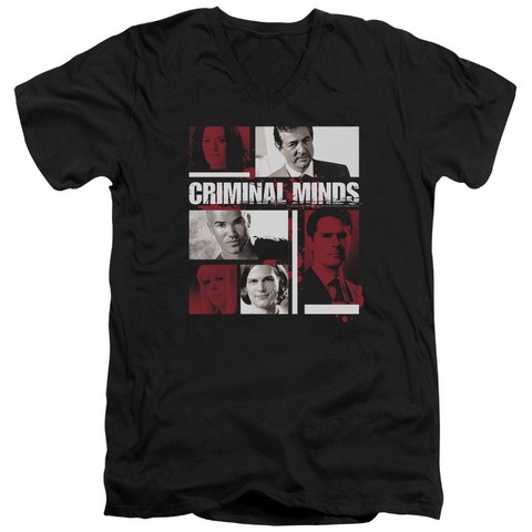 Criminal Minds-Character Boxes - Short Sleeve Adult 30-1 V-Neck Tee - Black- Small