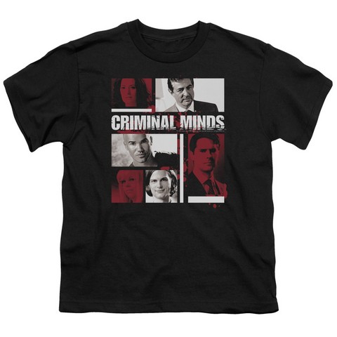 Criminal Minds-Character Boxes - Short Sleeve Youth 18-1 Tee - Black- Medium