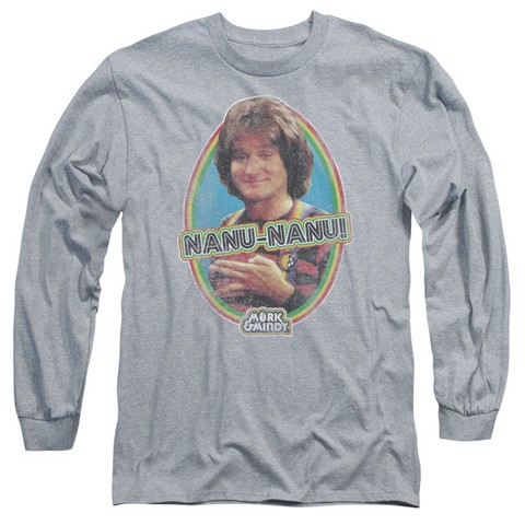 Mork & Mindy-Nanu Nanu - Long Sleeve Adult 18-1 Tee - Heather- Medium