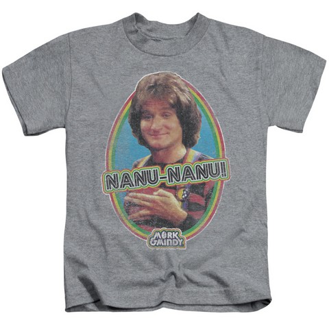 Mork & Mindy-Nanu Nanu - Short Sleeve Juvenile 18-1 Tee - Heather- Small 4