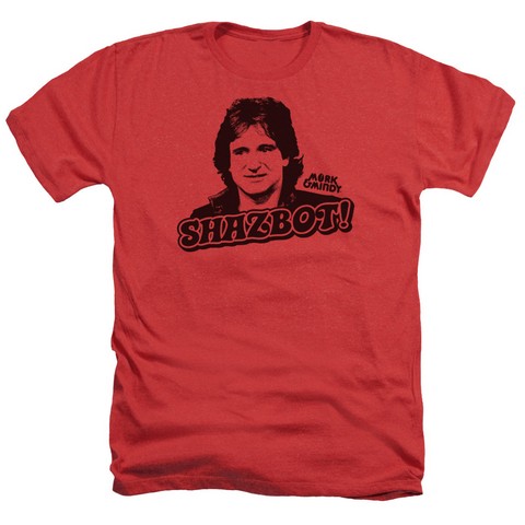 Mork & Mindy-Shazbot - Adult Heather Tee - Red- 2X