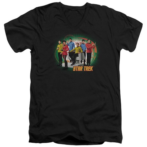 Star Trek-Enterprises Finest - Short Sleeve Adult 30-1 V-Neck Tee - Black- Extra Large