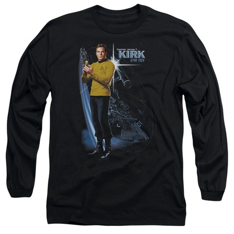 Star Trek-Galactic Kirk - Long Sleeve Adult 18-1 Tee - Black- Medium