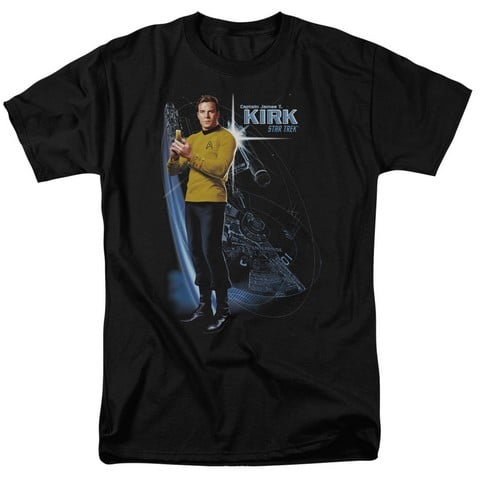Star Trek-Galactic Kirk - Short Sleeve Adult 18-1 Tee - Black- Medium