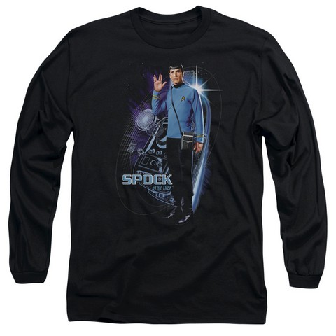 Star Trek-Galactic Spock - Long Sleeve Adult 18-1 Tee - Black- Medium
