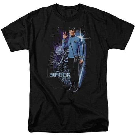 Star Trek-Galactic Spock - Short Sleeve Adult 18-1 Tee - Black- Medium