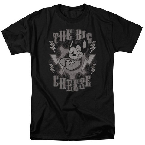 Mighty Mouse-The Big Cheese - Short Sleeve Adult 18-1 Tee - Black- Extra Large