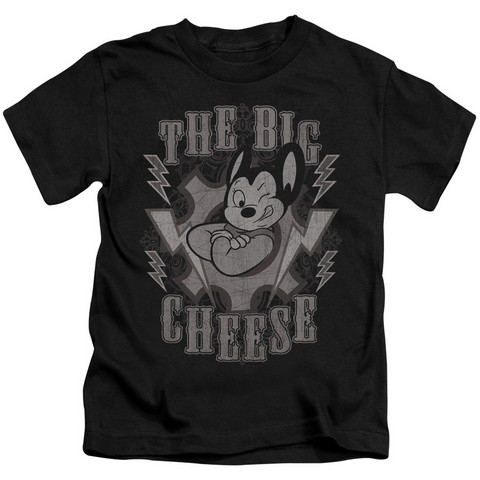 Mighty Mouse-The Big Cheese - Short Sleeve Juvenile 18-1 Tee - Black- Medium 5-6