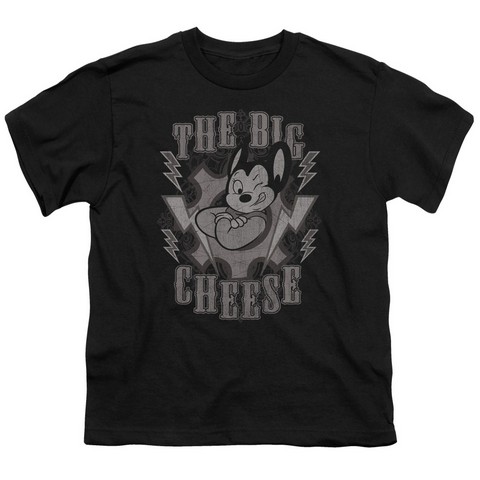 Mighty Mouse-The Big Cheese - Short Sleeve Youth 18-1 Tee - Black- Large