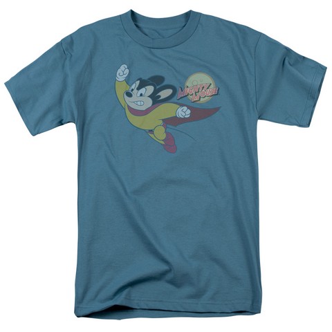 Mighty Mouse-To The Sky - Short Sleeve Adult 18-1 Tee - Slate- Medium