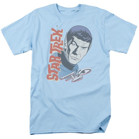Star Trek-Vintage Spock - Short Sleeve Adult 18-1 Tee - Light Blue- Medium