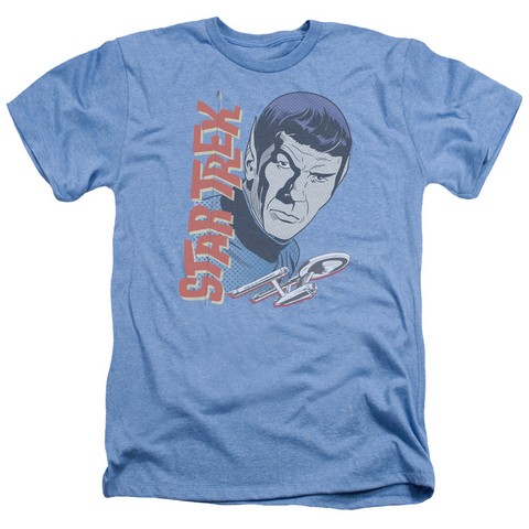 Star Trek-Vintage Spock - Adult Heather Tee - Light Blue- Medium