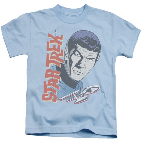 Star Trek-Vintage Spock - Short Sleeve Juvenile 18-1 Tee - Light Blue- Medium 5-6