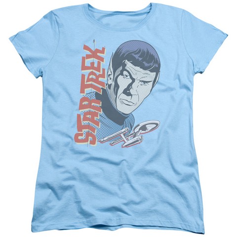 Star Trek-Vintage Spock - Short Sleeve Womens Tee - Light Blue- Medium -  Trevco, CBS933-WT-2