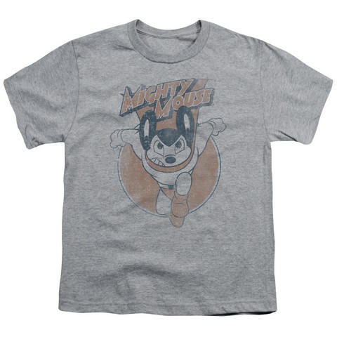 Mighty Mouse-Flying With Purpose - Short Sleeve Youth 18-1 Tee - Heather- Large