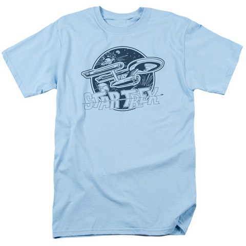 Star Trek-Retro Enterprise T-Shirt - Light Blue - Medium