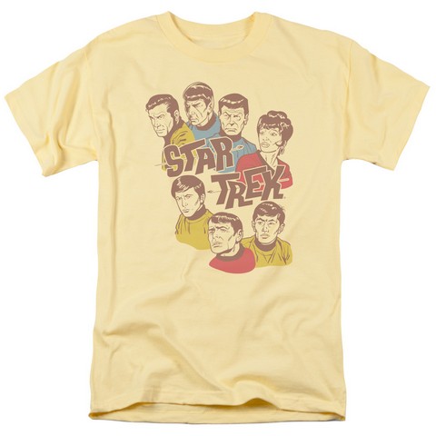 Star Trek-Retro Illustrated Crew - Short Sleeve Adult 18-1 Tee - Banana- 3X